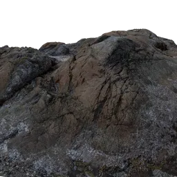 Detailed 3D model of realistic coastal rock, optimized for Blender, photorealistic texture.