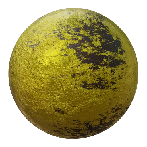 High-resolution PBR texture of distressed gold foil suitable for Blender 3D and other applications.