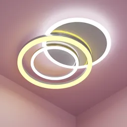 Realistic Blender 3D model of a modern spiral ceiling lamp with warm lighting.
