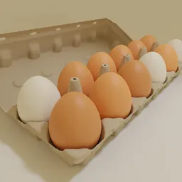 "Get realistic 3D models of eggs in an egg box/carton for Blender 3D. Perfect for food-themed projects, this model by Francisco Zúñiga features varying ethnicities and a white background. Rendered using redshift and guaranteed to add depth and precisionism to any project."