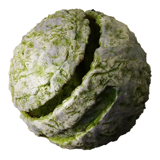 High-detail 2K PBR moss-covered quartz granite texture suitable for Blender 3D and other 3D applications.