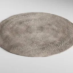 Detailed 3D render of a textured round carpet for Blender with intricate procedural material effect.