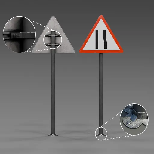 Sign road narrows