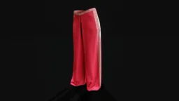 Red Wide-Leg Traditional Pants