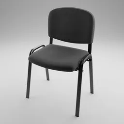 "Black common chair 3D model for Blender 3D. Great for events, waiting rooms and meeting rooms. Non-applied subdivision modifier and procedural shaders for easy customization."