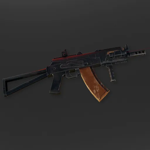 Detailed 3D rendering of an AK-74u rifle, compatible with Blender for military-themed visualizations.