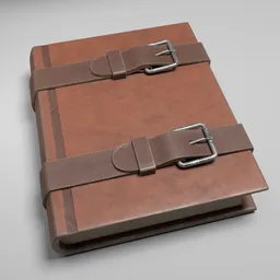 Detailed 3D model of a vintage leather-bound book with metal buckle closure, perfect for Blender rendering.