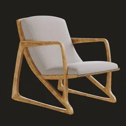Highly detailed Blender 3D model of a contemporary armchair with ergonomic wooden frame and cushioning.
