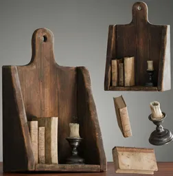Antique Wall Shelf with Books