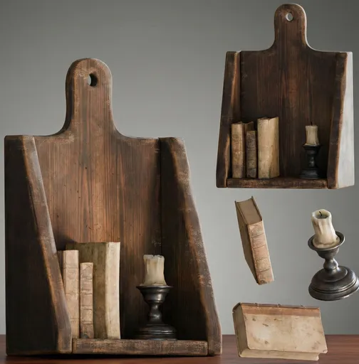 Antique Wall Shelf with Books