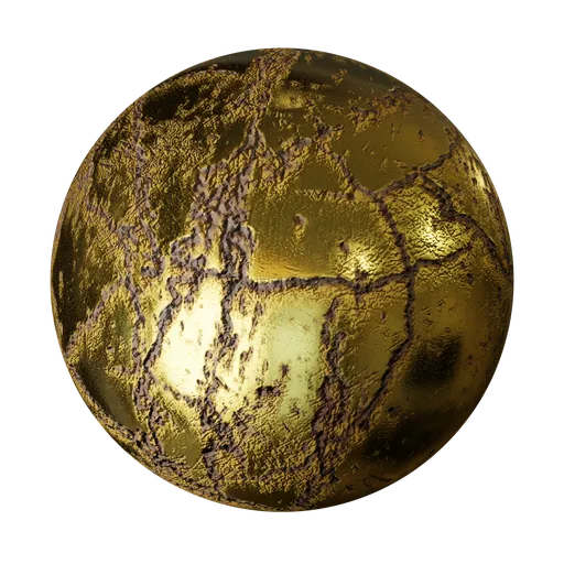 Gold Metallic Cracked  Surface