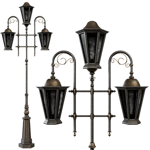 Three-headed street lantern