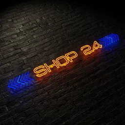 Shop 24 neon sign color animated