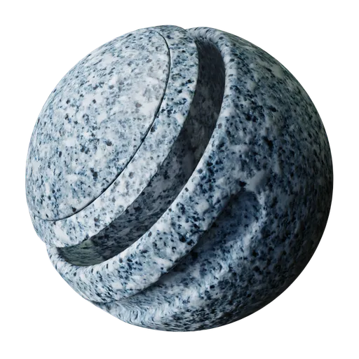 High-resolution PBR texture of unpolished oceanic blue granite with natural mineral details for 3D applications.