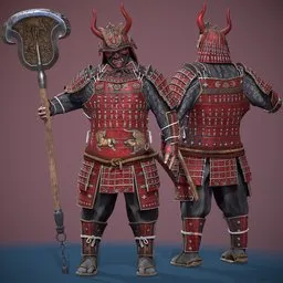 Rigged Game-Ready SamuraiRED