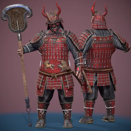 Rigged Game-Ready SamuraiRED