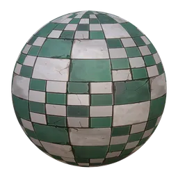 Green and white stylized PBR material for Blender 3D, suitable for game design.