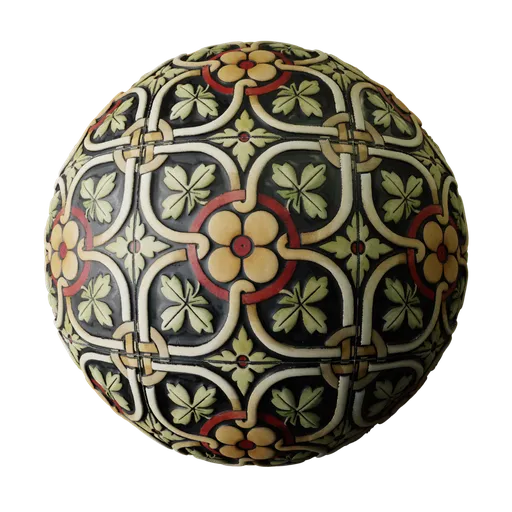 Hand-painted rustic ceramic tile texture for PBR-ready 3D Blender material with flexible single-node setup.