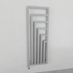Detailed 3D model of a modern electric bathroom radiator, customizable in Blender.