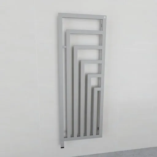 Detailed 3D model of a modern electric bathroom radiator, customizable in Blender.