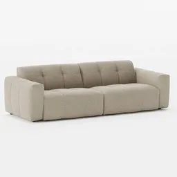 Realistic beige three-seater couch 3D model optimized for Blender rendering.