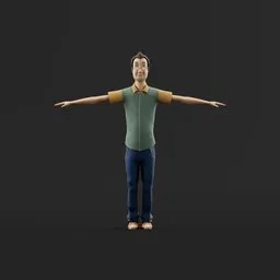Stylized Middle-Aged Man Rigged