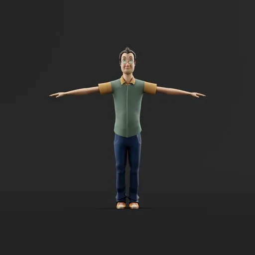Stylized Middle-Aged Man Rigged