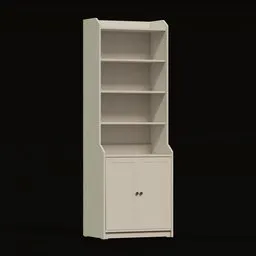 Detailed 3D model of a white shelf cabinet with clean design, suitable for use in Blender rendering.