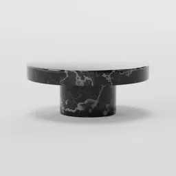Black marble textured 3D coffee table model, modern minimalist style, Blender compatible.