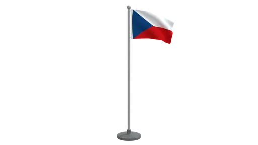 Low-poly 3D animated Czech Republic flag, optimized for Blender 3D visualization with quad meshes, ideal for CG projects.