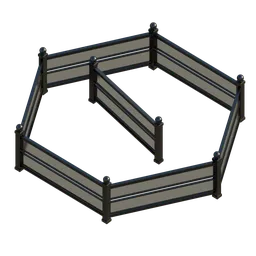 "Editable Fence 3D Model for Blender 3D - Highly Detailed with Geometry Nodes by M3D. Includes Stanchions, Gates, and Barriers for Barrier Integrity and Design Flexibility."