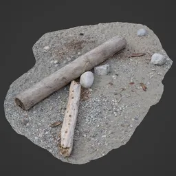 Drift Wood and Rocks on Beach
