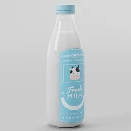 Organic Fresh Milk Glass Bottle 1L
