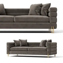 Highly detailed gray Eichholtz York Sofa with multires modifier, ideal for Blender 3D interior visualizations.