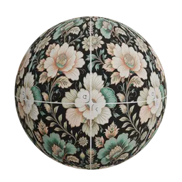 Stylized teal floral wallpaper