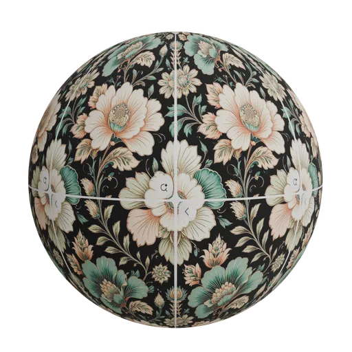 Stylized teal floral wallpaper