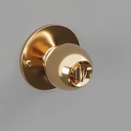 Gold polished 3D doorknob rendering, ideal for Blender 3D projects, showcasing detailed metal texture and lighting.