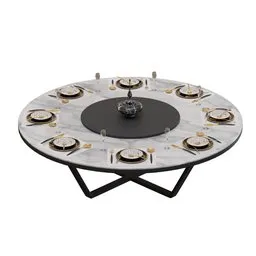 "Discover a stunning 3D dining table model for Blender 3D, featuring a captivating clock centerpiece, meticulously crafted with Carrara marble. Inspired by the works of Yoann Lossel and Jean-François de Troy, this circular table is ideal for restaurant and bar settings. Enhance your Blender creations with this versatile and visually appealing 3D model."