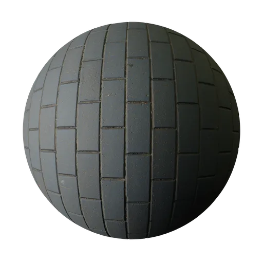 Worn Blue Gray Brick Paving