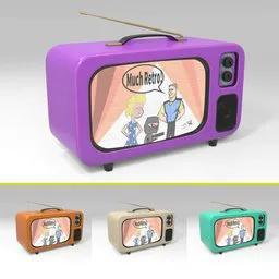 Detailed 3D model of a vintage television set with customizable color showcasing Blender's Eevee render engine capabilities.