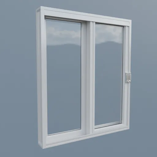 3D-rendered sliding window model with locking mechanism, suitable for Blender 3D projects.