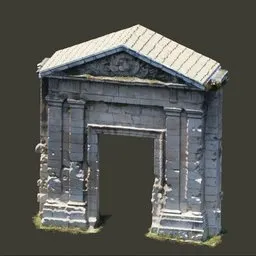 "Explore the 17th century guardhouse door, a historic 3D model for Blender 3D. Overgrown with moss and vegetation, this massive stone door survived through WWII shelling and offers high detail at 1024 resolution. Perfect for creating a truly immersive theophanic atmosphere in your virtual scenes."