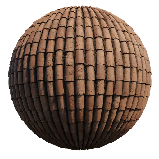 4K PBR Clay Roof Tiles material for Blender, designed in Substance Designer with realistic textures and Cycles render.