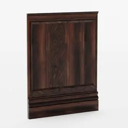 Detailed 3D model of a classic-style half-height dark oak wood panel, suitable for Blender with PBR.