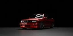 Detailed 3D model of a red car with studio lighting, rendered using Blender, perfect for showcasing automotive design.