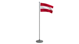 Low-poly Austrian flag 3D model with animation-ready meshes for Blender CG visualization.