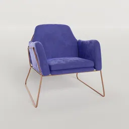 Detailed 3D rendering of a plush velvet armchair with customizable color, ideal for Blender 3D projects.