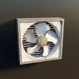 "Industrial fan 3D model for Blender 3D - perfect for concept art. Rusty texture adds realism while gentle smoke effect creates ambiance. Ideal for utility/industrial designs and environments."