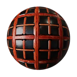 Traditional Red Lacquered Wood Lattice