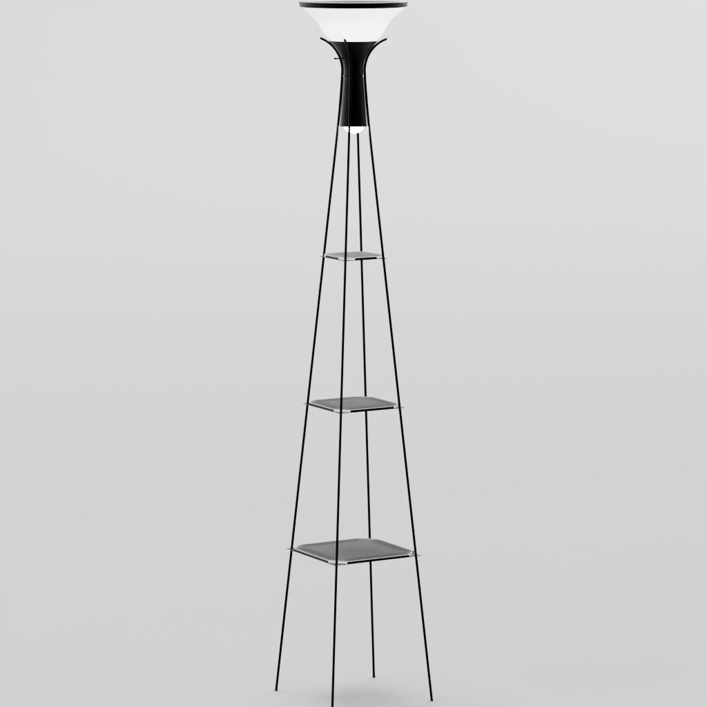 Floor Lamp with Glass Shelves 3D Floor Lamp models BlenderKit
